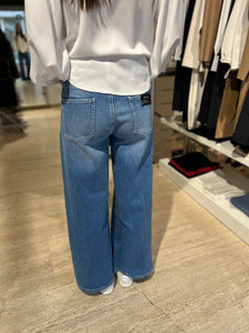 Cambio Damen Jeans "Palazzo cropped" in Blau